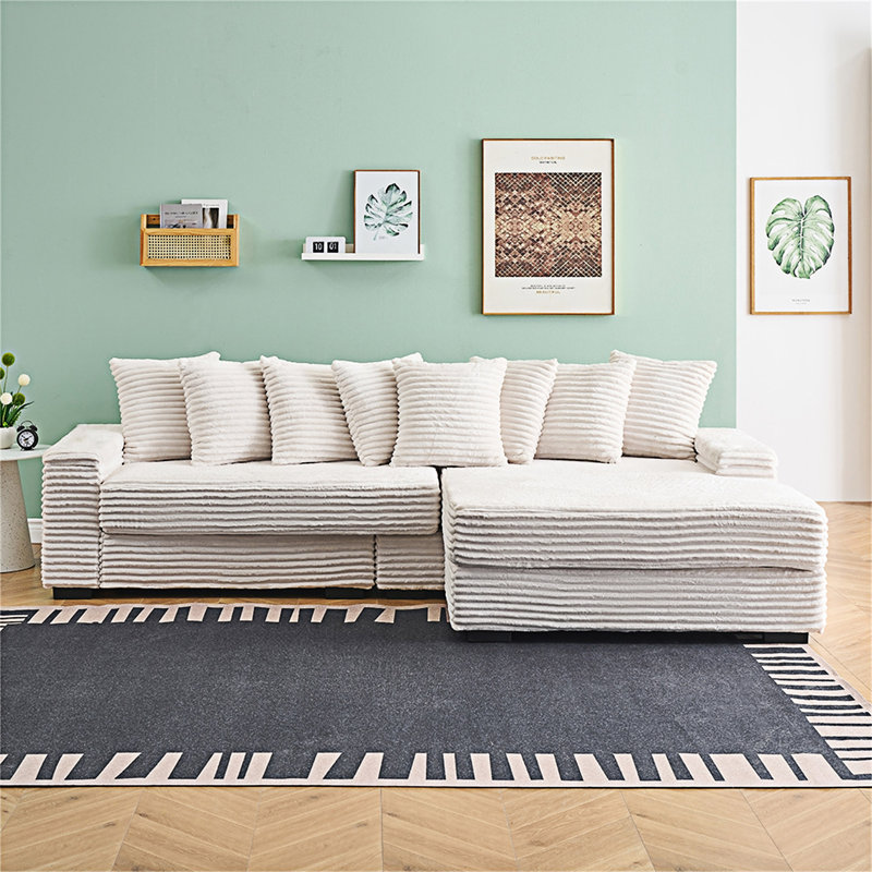 Canapé rembourré avec coussins, Beige