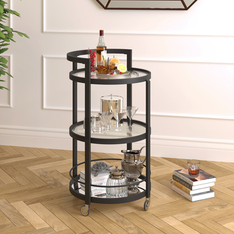 Metal Bar Cart, Blackened Bronze