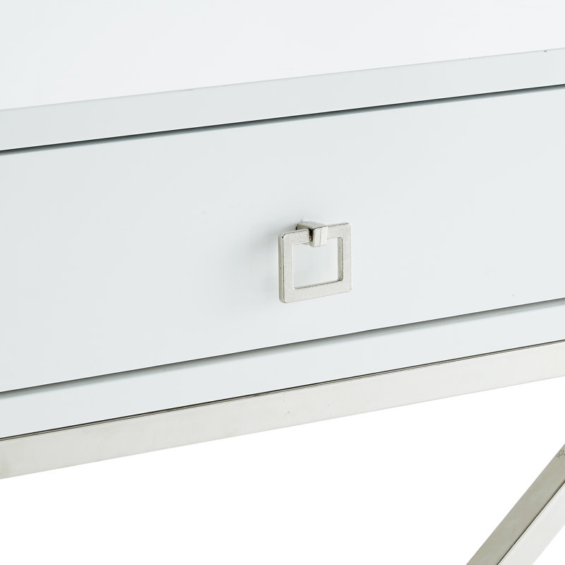 Marianna End Table with Storage, Chrome, White
