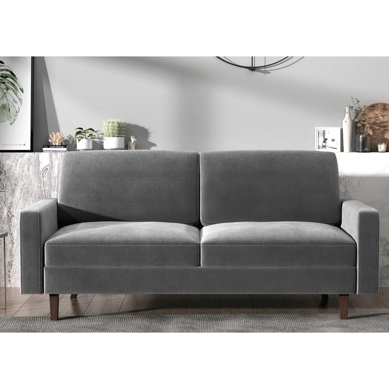 Kathi 69.7" Velvet Square Arm Sofa, Gray