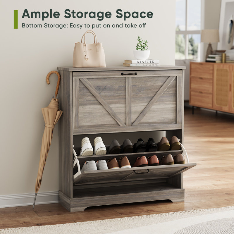20 Pair Shoe Storage, Grey - 80cm W