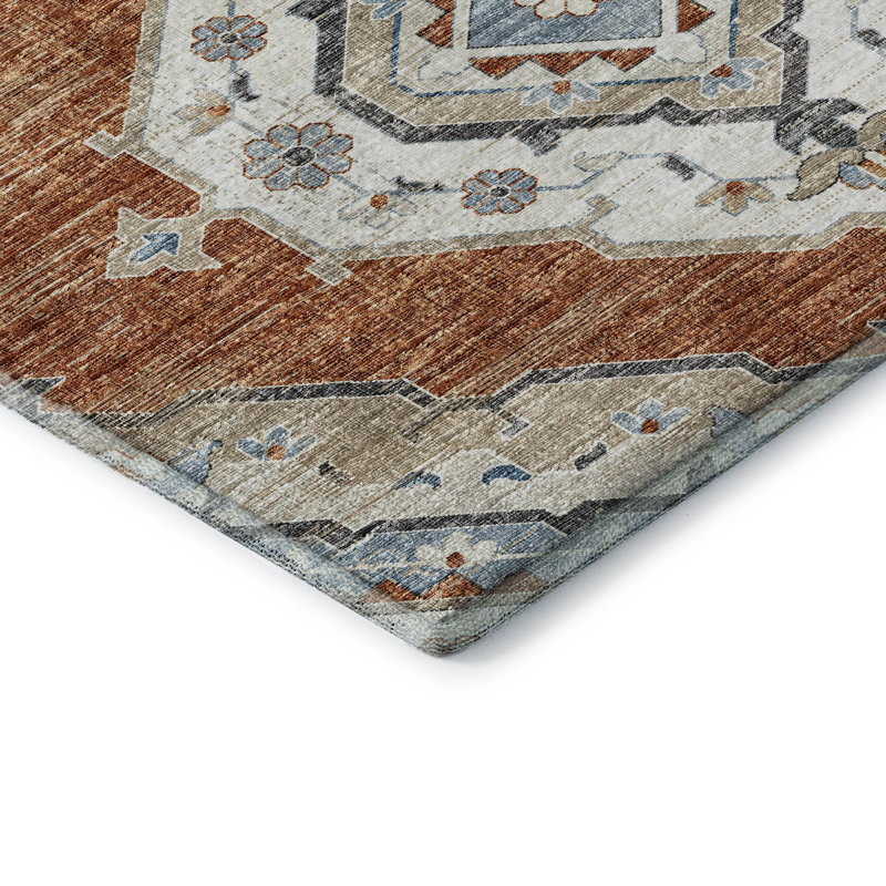 Premium Machine Washable Andreau AMF91 Clay Rug, Rectangle 9' x 12'