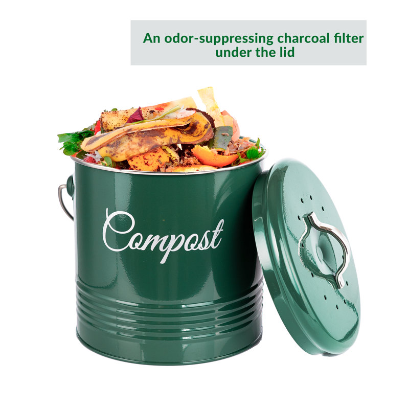 Vamyr Metal Odor Resistant Kitchen Composter, Glossy Green