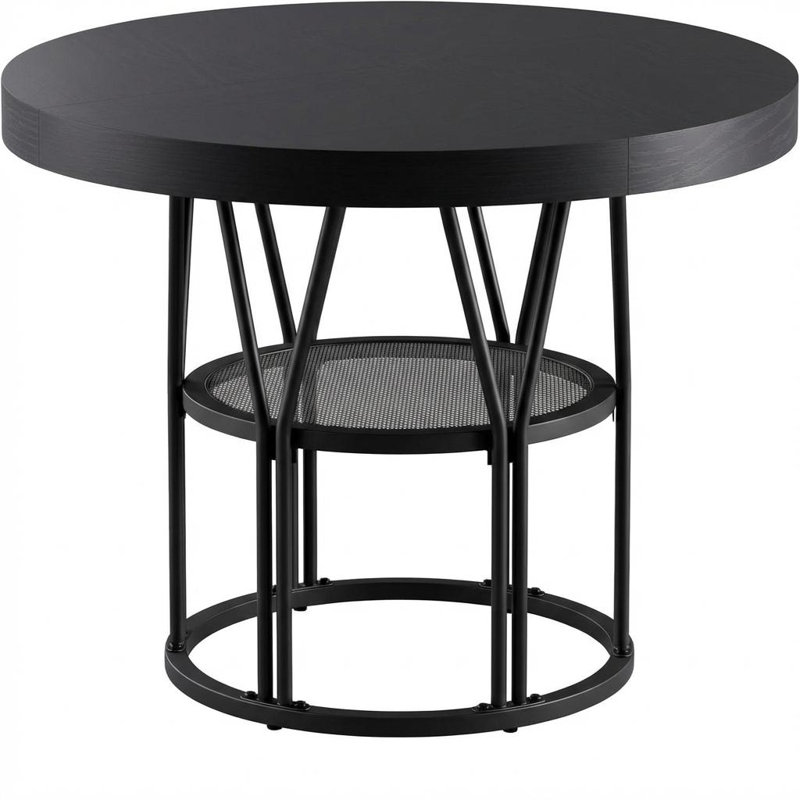 Dining Table with Iron Base, Black
