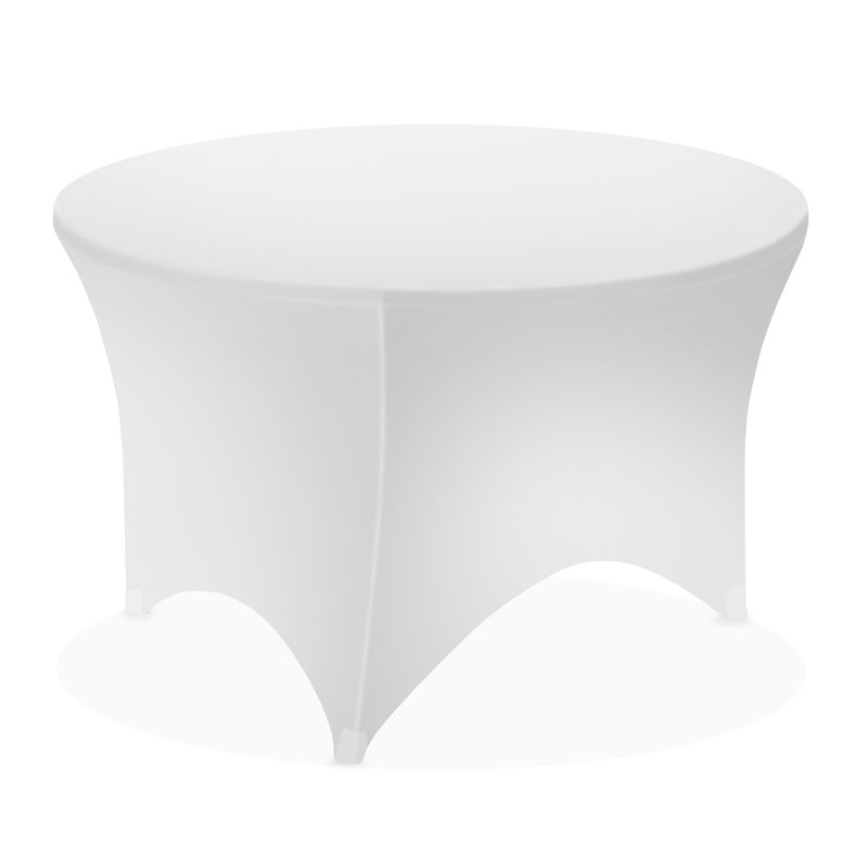 Round Spandex Tablecloth, Stretch Fitted Table Cover, 60" x 60", White
