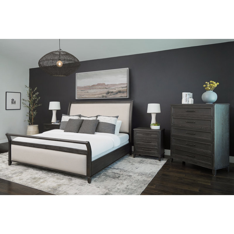 Ensemble de chambre à coucher pour grand lit 4 pièces Hammie, gris, Grand