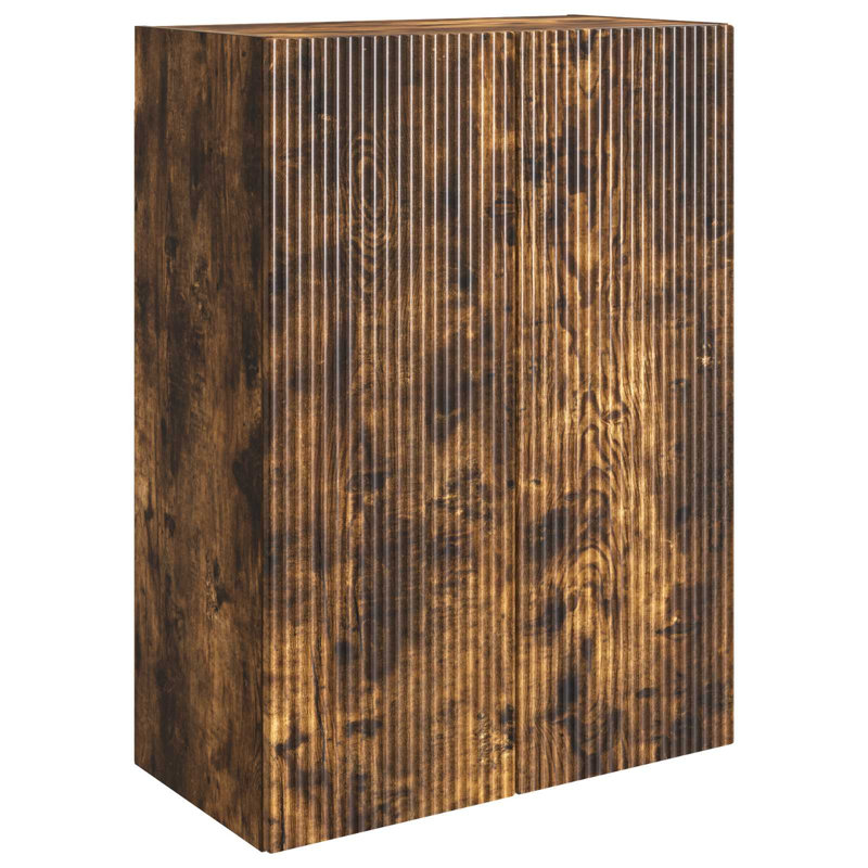  Wall-Mounted Cabinet Engineered Wood Storage Home Office Shelf Modern, Smoked Oak