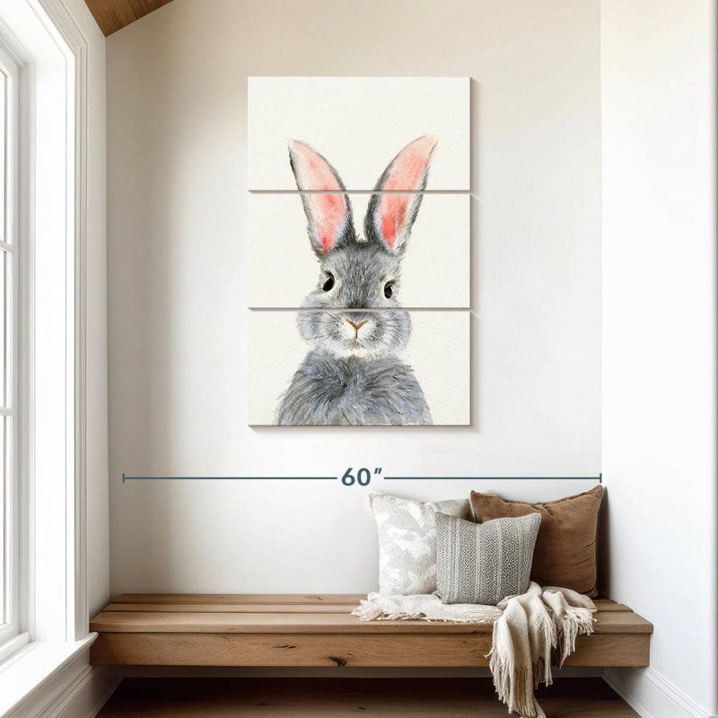 Brampt Fluffy Gray Bunny, 45" H x 28" W