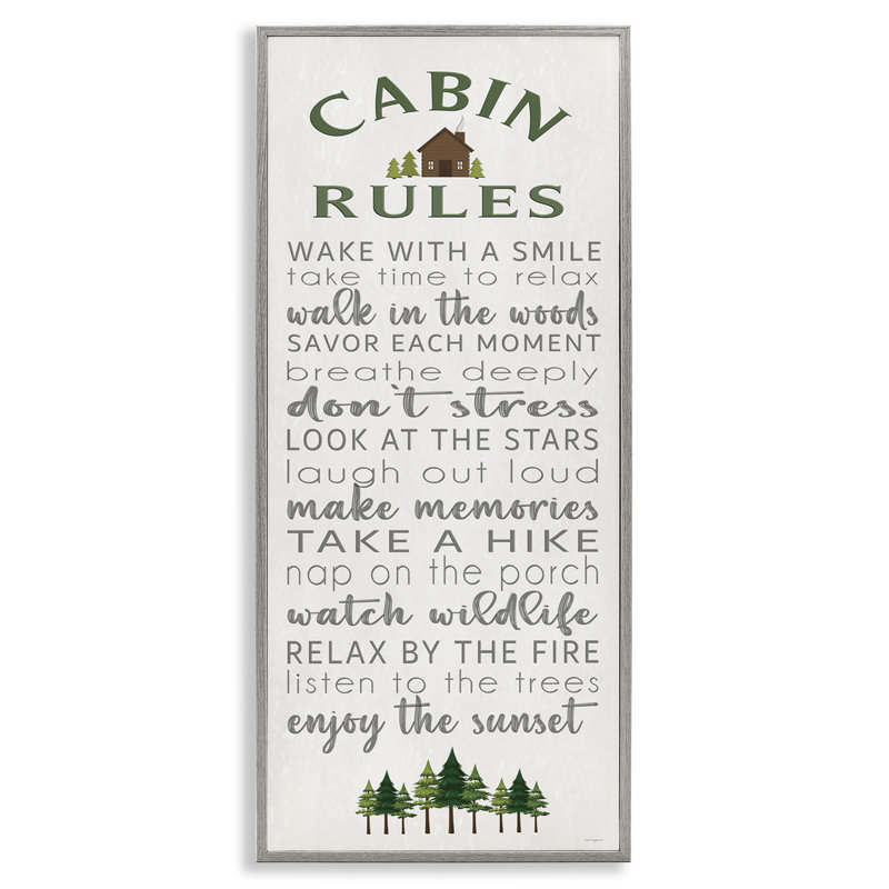«Fun Rustic Cabin Rules», giclée encadrée, design par Seven Trees Design, Estampe numérique Farmhouse, H 24 po x l 10 po