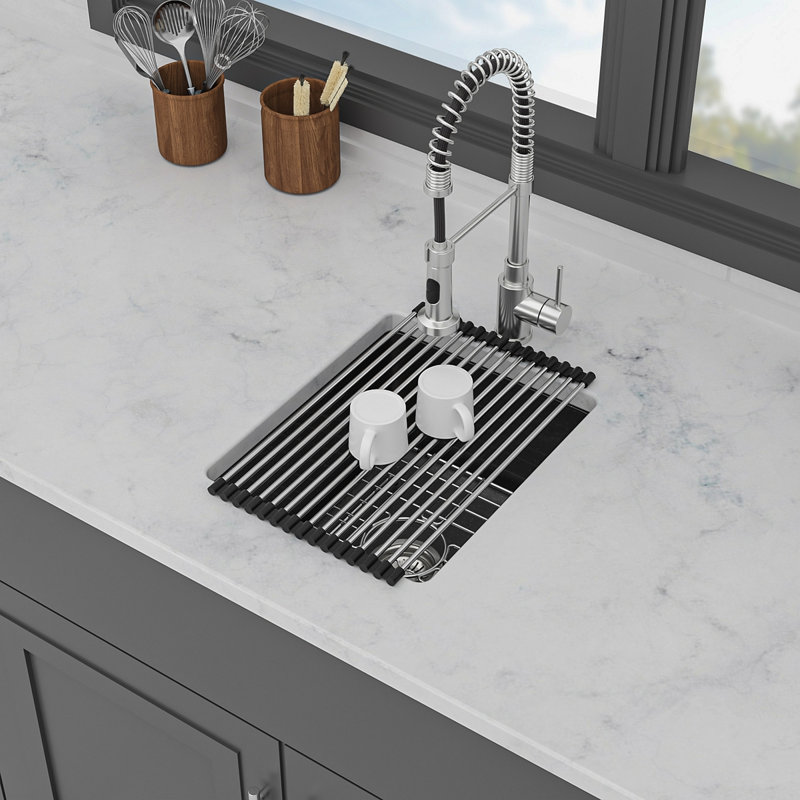 Quartz Kitchen Sink - 14.82" X 17.55" X 8.38" Black Granite Composite Undermount Single Bowl Kitchen Sink, Black