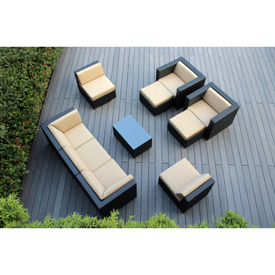 Kiara Wicker 7 - Person Seating Group with Cushions - No Assembly