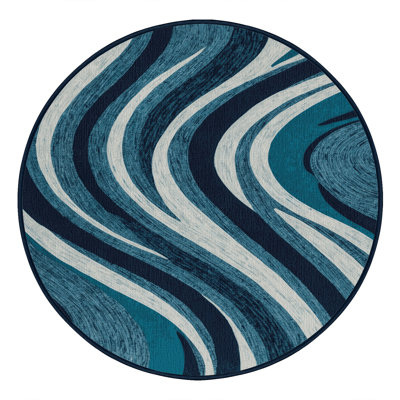 Washable Ocean Current Flow Coastal Area Rug