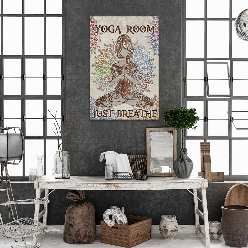 «Yoga Room Just Breathe», reproduction d'art graphique sur toile tendue, H 14 po x l 11 po x P 1,25 po