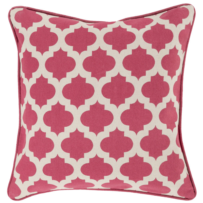 Housse de coussin en coton , 20 po x 20 po, Rose vif / kaki