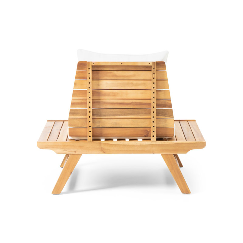 Salch Wood Outdoor Lounge Chair, White, Teak