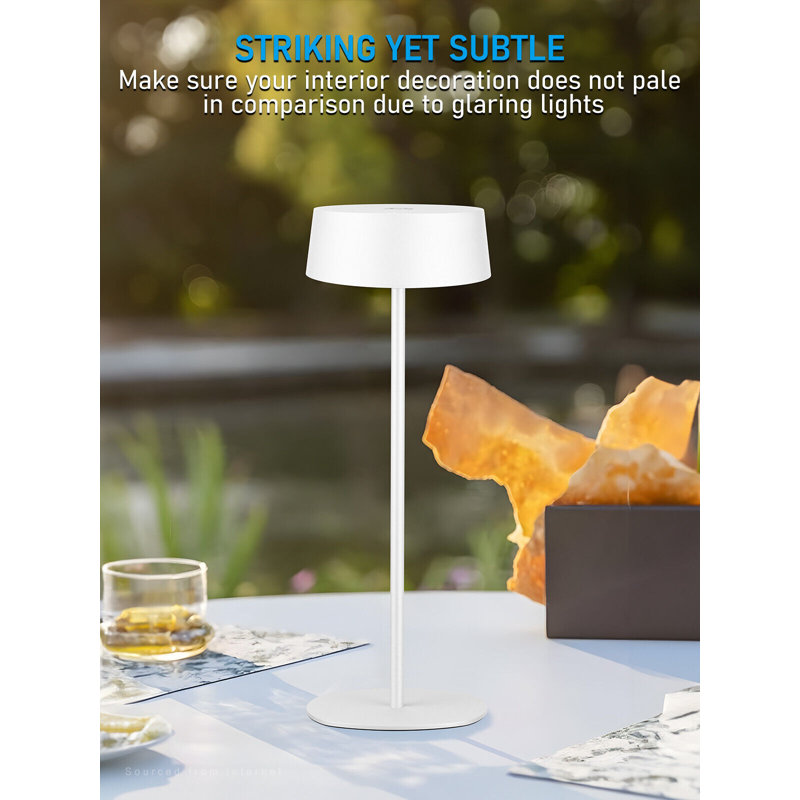 LED Rechargeable Wireless Table Lamps, IP54, Touch Control, Dimmable, 2700K Soft White, White