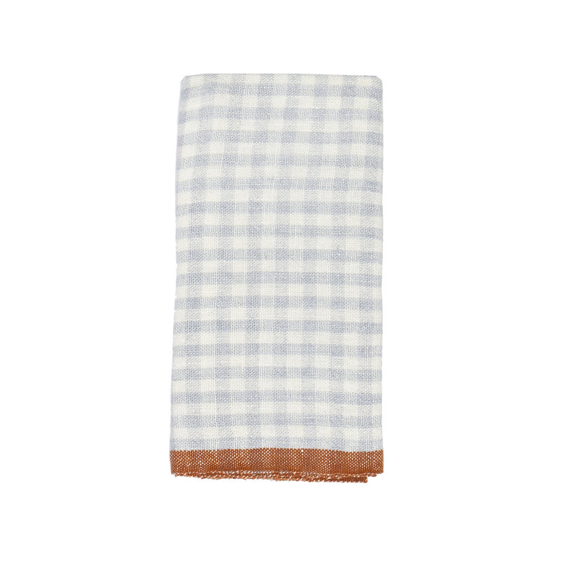 Gingham Linen Dish Cloth, Blue/Cognac