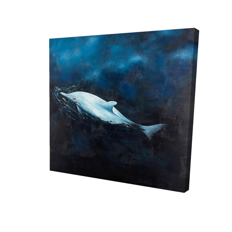 Toile avec dauphin nageur | Décoration bleue animaux aquatiques
