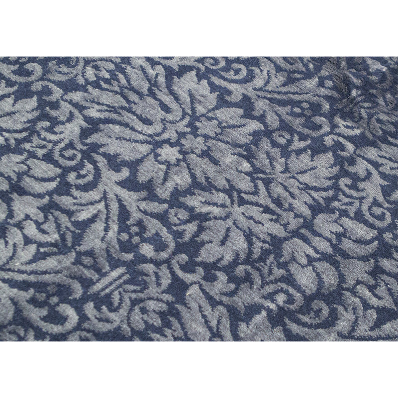 Jakat Damask Area Rug in Blue, Rectangle 7'9" x 9'9"