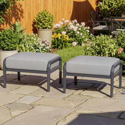 Outdoor Aluminum Patio Ottoman with 5.12" Thick Cushions