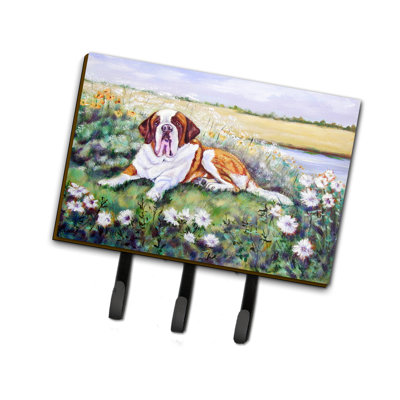 Porte-clés mural Saint Bernard en fleurs avec crochets à clés