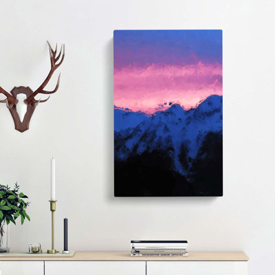 Mountain Sunset In Sion Switzerland In Abstract - Wrapped Canvas