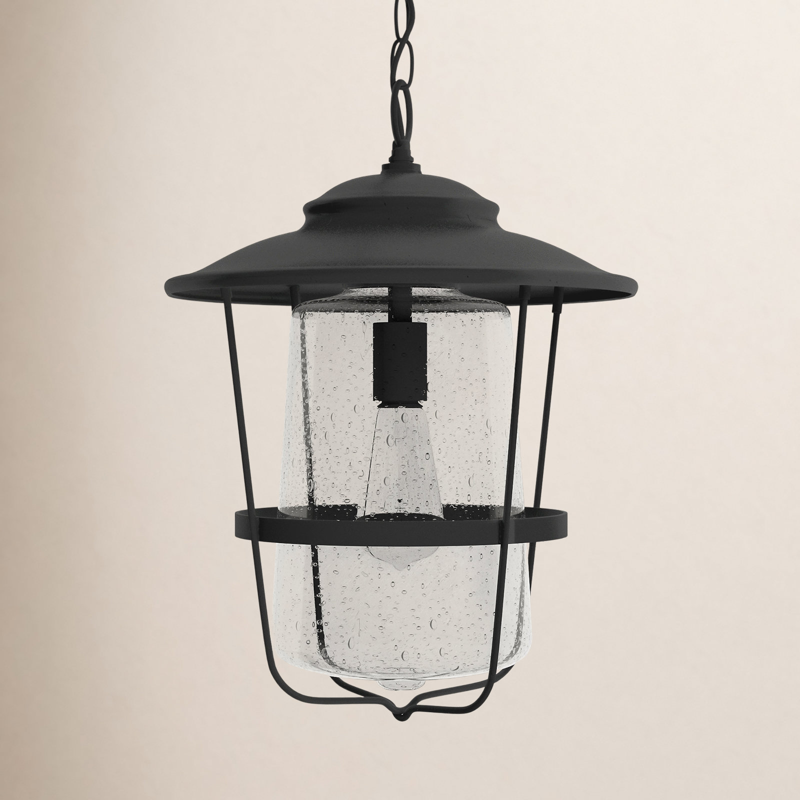 Tyler Seeded Outdoor Hanging Lantern, Black