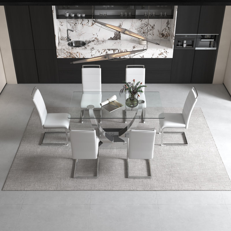Ensemble repas pour 6 personnes Zakari, Blanc, Transparent, Argent