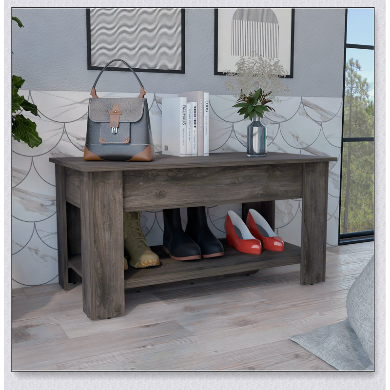 Table de rangement extensible Austin avec plateau relevable et tablette inférieure, parfaite pour les espaces de vie organisés