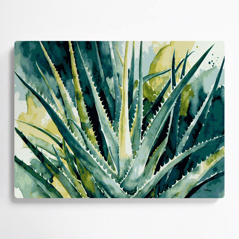Art mural en métal Botanical Aloe Vera Brown, H 132 po x l 168 po x P 0,05 po