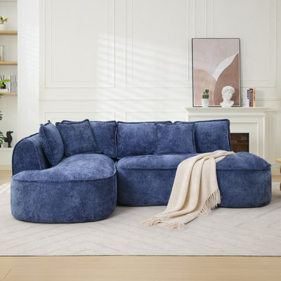 Boneless 109.5" Cloud Modular Sectional Couch with Curved Seat,Minimalist Comfy Upholstered Couches,L-Shape Boneless Cloud Sofa for Living Room,No Assembly Required(Left Facing Chaise)