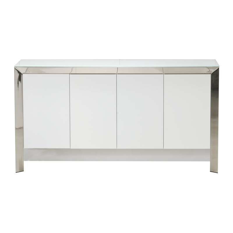 Abegayle 63 " W Glass Sideboard, White