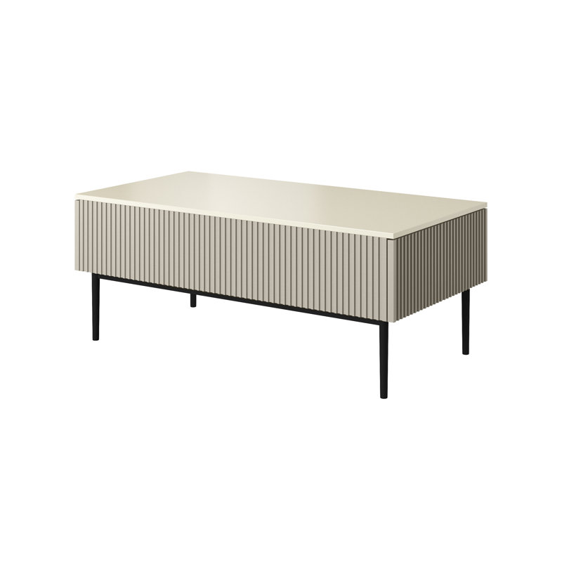 Anahla Four Leg Coffee Table with Storage, Cream/Black