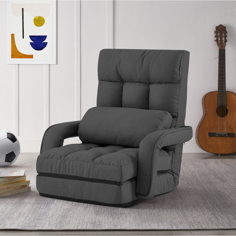 Fauteuil inclinable en lin / chaise sur pied, gris foncé, Gris foncé