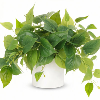 Faux Plants Indoor, Pothos Small Fake Plants for Home Decor Indoor Fake Potted Plant Artificial Plants for Living Room Shelf Home Office Decor