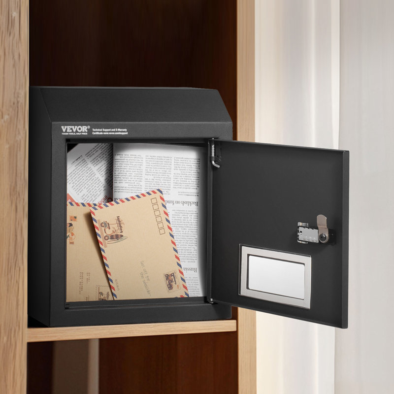 Steel Wall Mounted Mailbox, Black