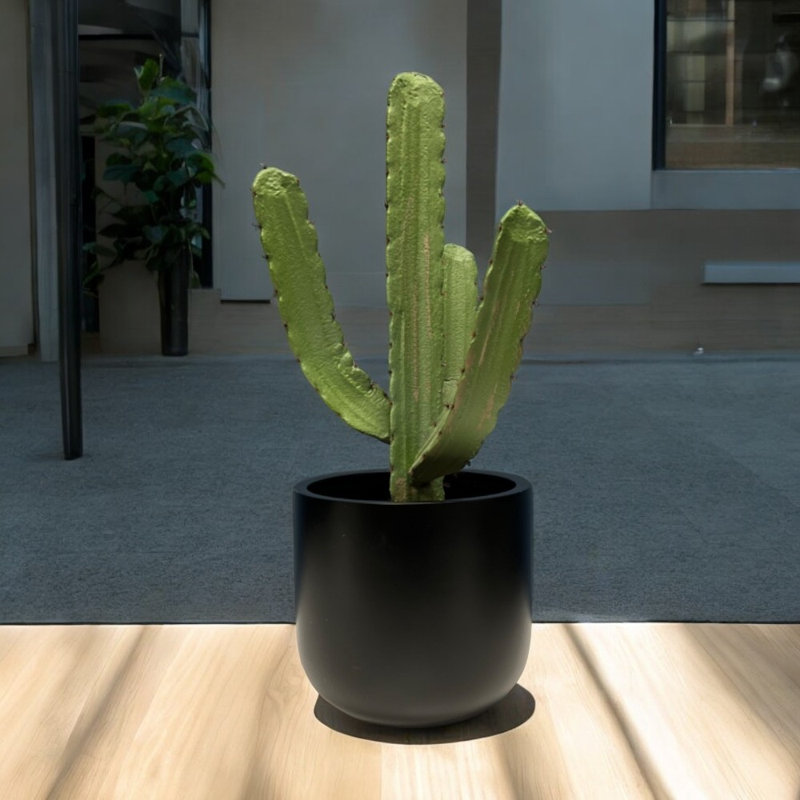 Fiberglass Round Planter 11.5'' H X 12.5'' W X 12.5'' D, Black