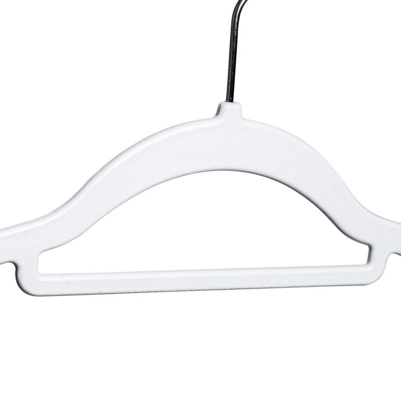 White and Black Rubber Grip Plastic Hangers, 50-Pack