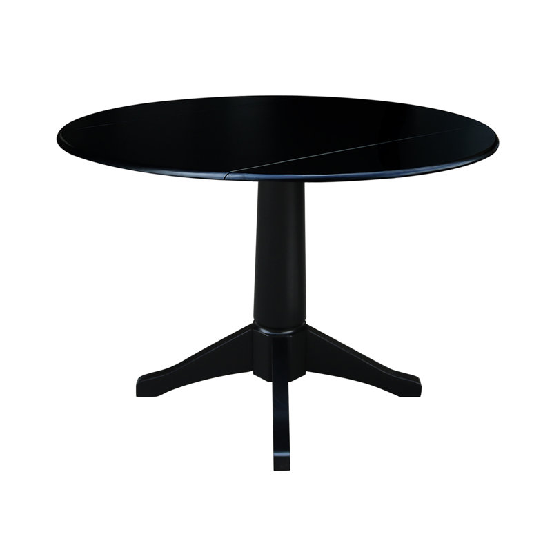 Extendable Round Solid Wood Dining Table, Black / Black