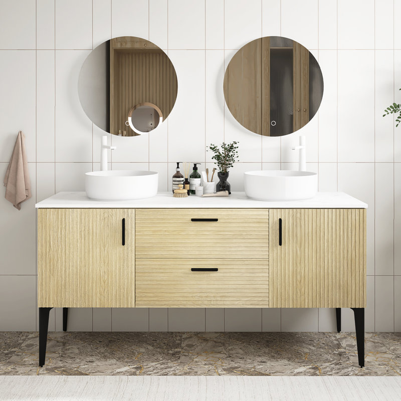 Meuble-lavabo autoportant 60 po avec lavabo en céramique 60 po Modern