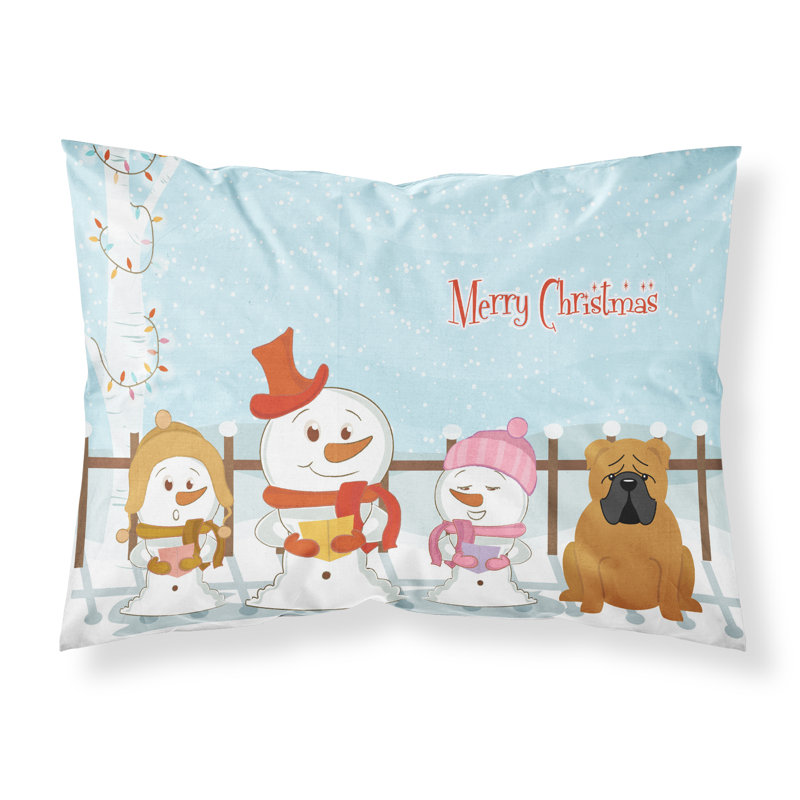 Taie d'oreiller Merry Christmas Merry Christmas, Bouledogue anglais roux et choristes