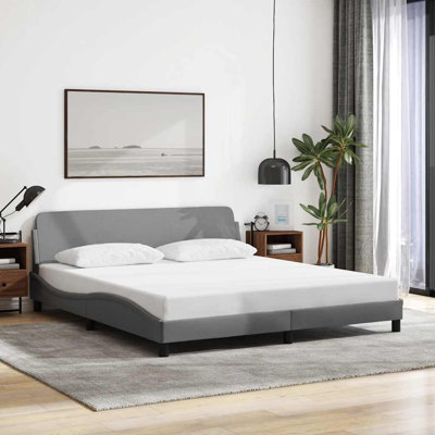 Structure de lit vidaXL Dover gris clair - tissu de 193 x 203 cm