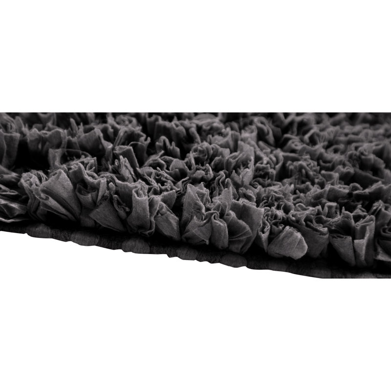 Annalease Cotton Blend Non-Slip Bath Rug, Charcoal