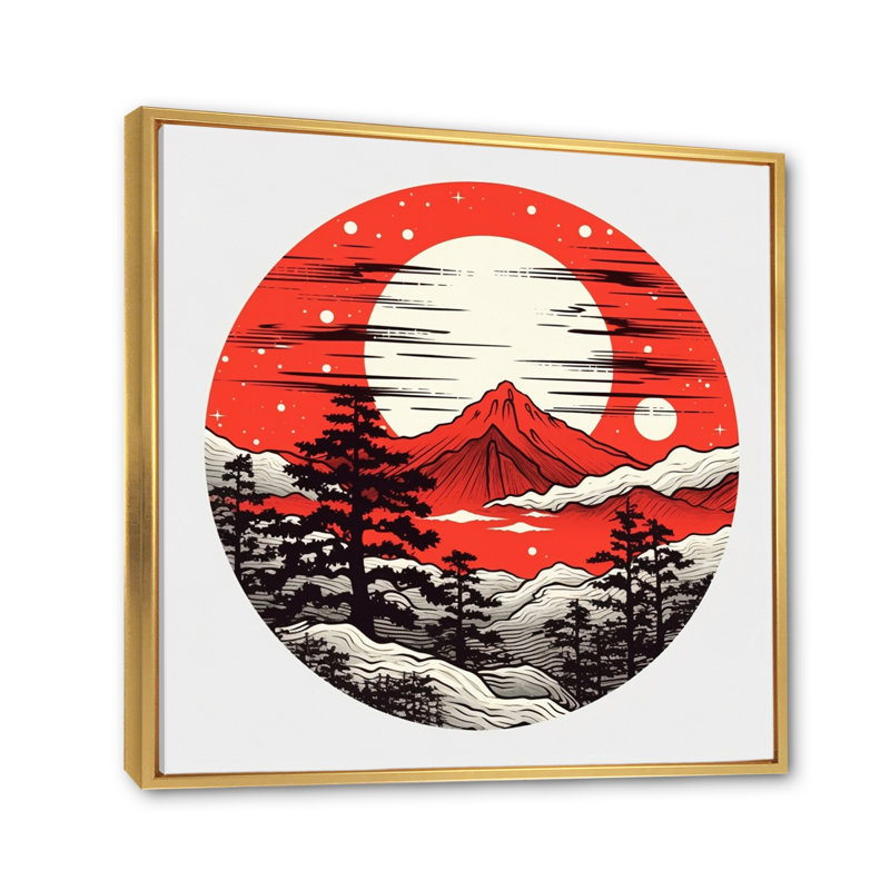 «Japon Sunrise On Samurai Land I», reproduction sur toile, H 36 po x l 36 po x P 1,5 po, Cadre flottant doré