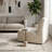 Accent Table Travertine Stone Iron Modern for Living Room Bedroom Office - 22" Ivory & Tan-1219376024