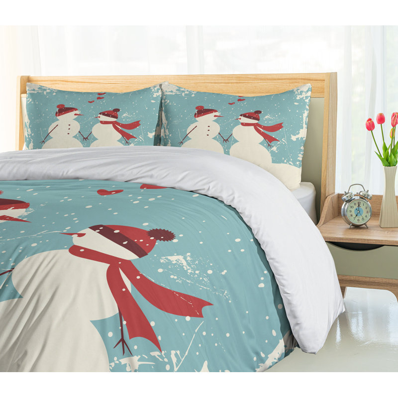 King Snowman and Woman Christmas Duvet Cover Set