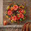 Couronne artificielle de pivoines d'automne et de citrouille, couronne florale d'automne 17,7 po avec eucalyptus, décoration de couronne de porte d'entrée pour la maison et le porche