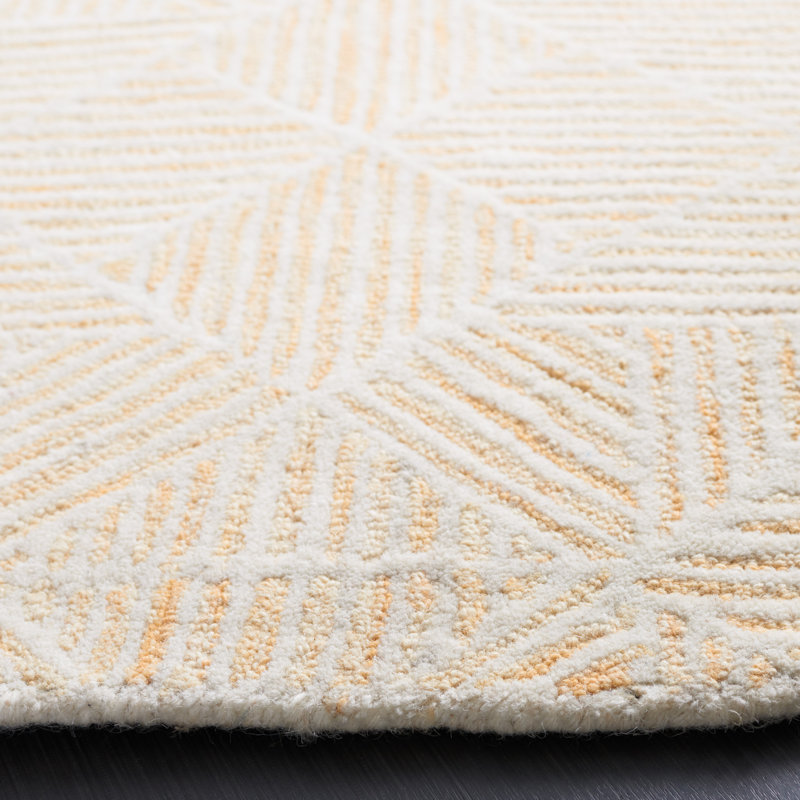 Hoopeston Hand Tufted 0.8 Wool 0.2 Cotton Geometric Rug, Round 6'