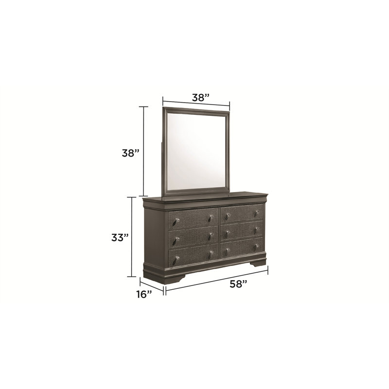 Miroir de style moderne Blaze en bois et en métal, Gris métallisé