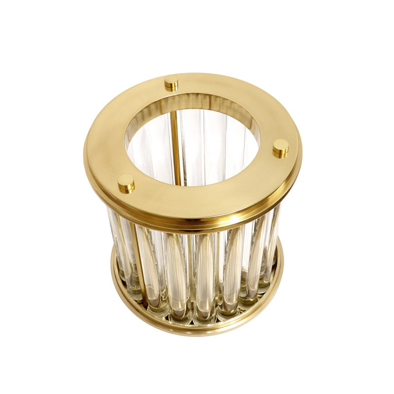 Calypso Brushed Gold Lucite Hurricane, 13" H x 10.5" W x 10.5" D, Gold/Clear